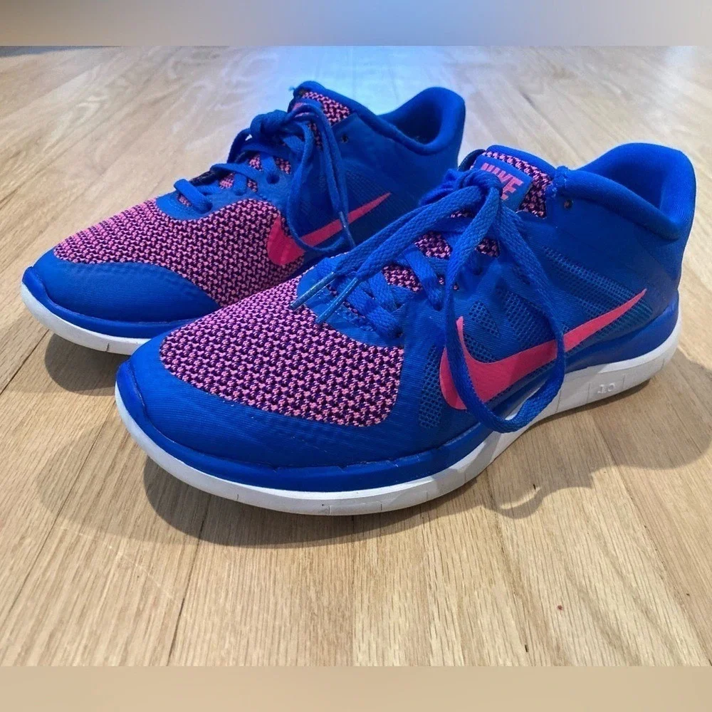 Nike Free 4.0 Flyknit V4 Hyper Cobalt Blue Pink Running Athletic Sport Shoe Cool